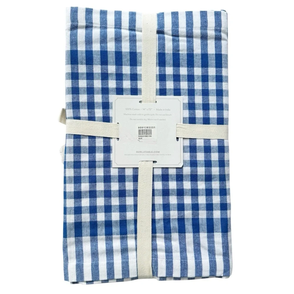 Sur la Table Table Runner in BBQ Check Blue | NWT